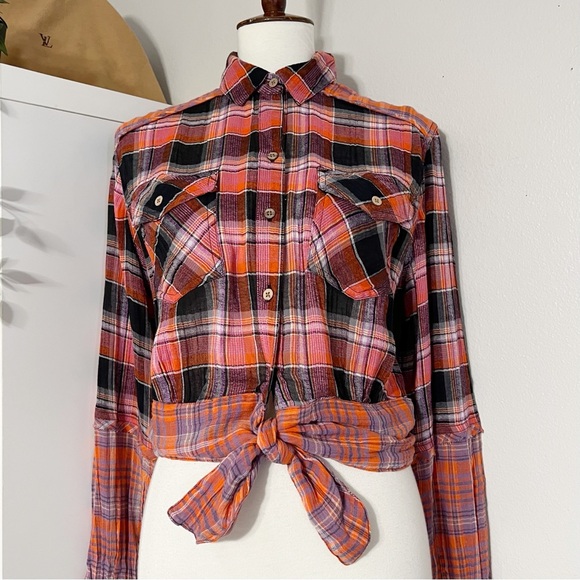Free People We The Free‎ Womens Shirt First Bloom Plaid Multicolor Size Small - Picture 8 of 12